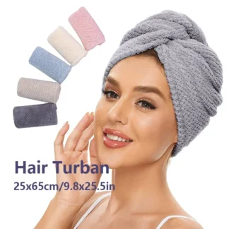 Serviette de turban pour cheveux microfibre, bonnet absorbant à séchage rapide, 9.8" X 25.5", accessoire de coiffure pour femmes
